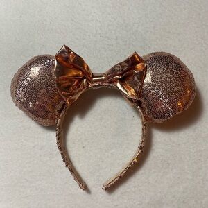 Minnie Mouse Ears Rose Gold Sequence Bow Headband Souvenir WDW Disney‎ Parks